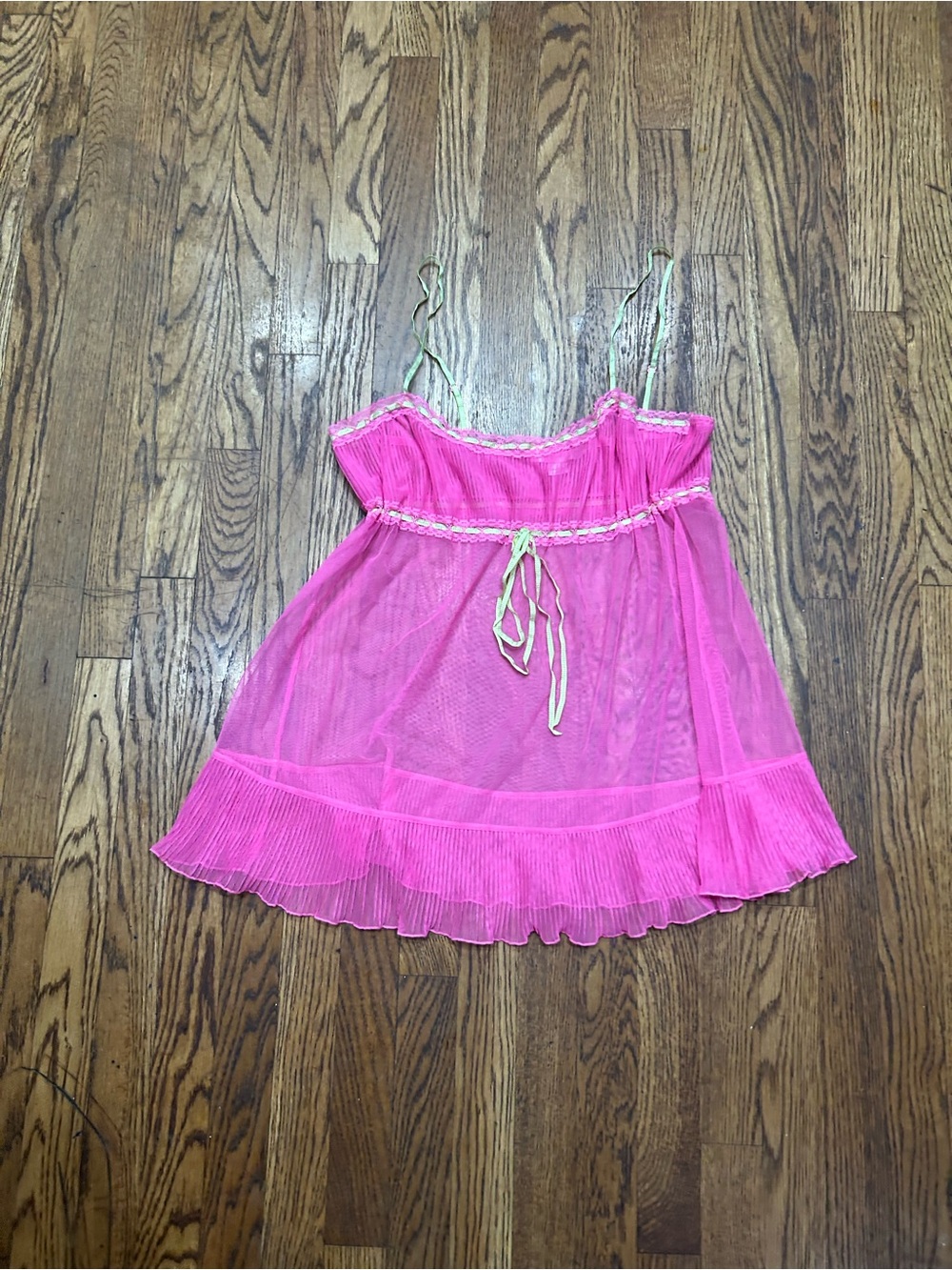 Victoria’s Secret Pink Sheer Babydoll Cami Lingerie Top Size Large Y2K Honeymoon - Picture 2 of 8